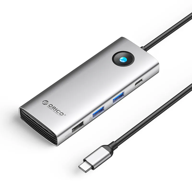 Orico PW11 8v1 USB-C dokovacia stanica 2x USB-A 3.0 1x USB-A 2.0 1x USB-C 3.0 1x USB-C PD 100W 1x HDMI 4K 60Hz 1x VGA 1080P 60Hz 1x RJ45 Gigabit Ether