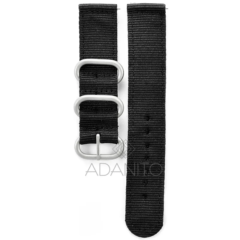 Nylonový remienok na hodinky 20 mm čierny ADANITO 109AR01W20