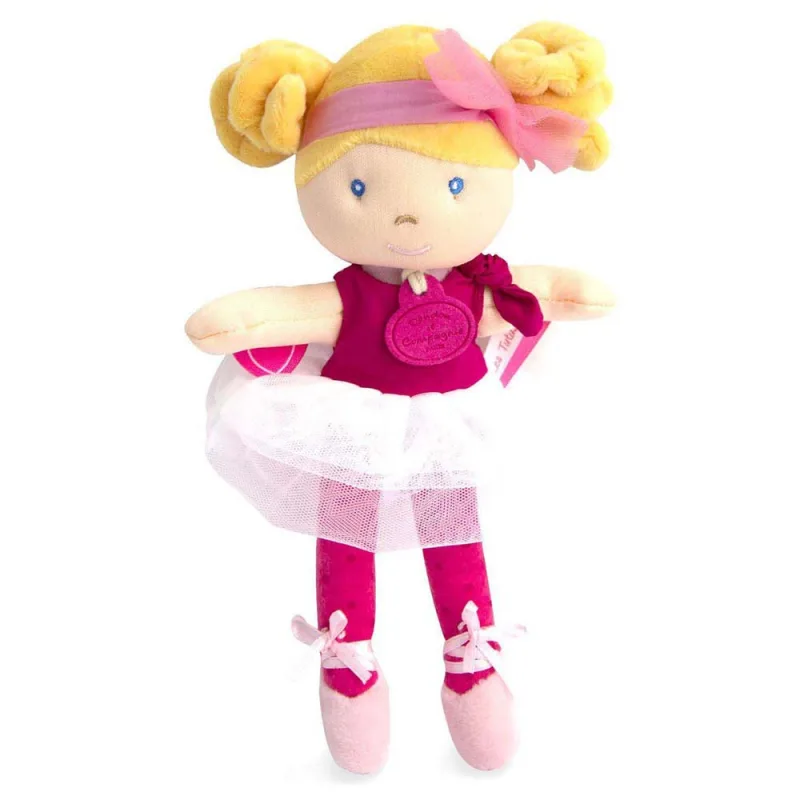Doudou et Compagnie Paris Doudou Jolijou Bábika mini baletka "Les Tutus" 23 cm tmavo ružové šaty