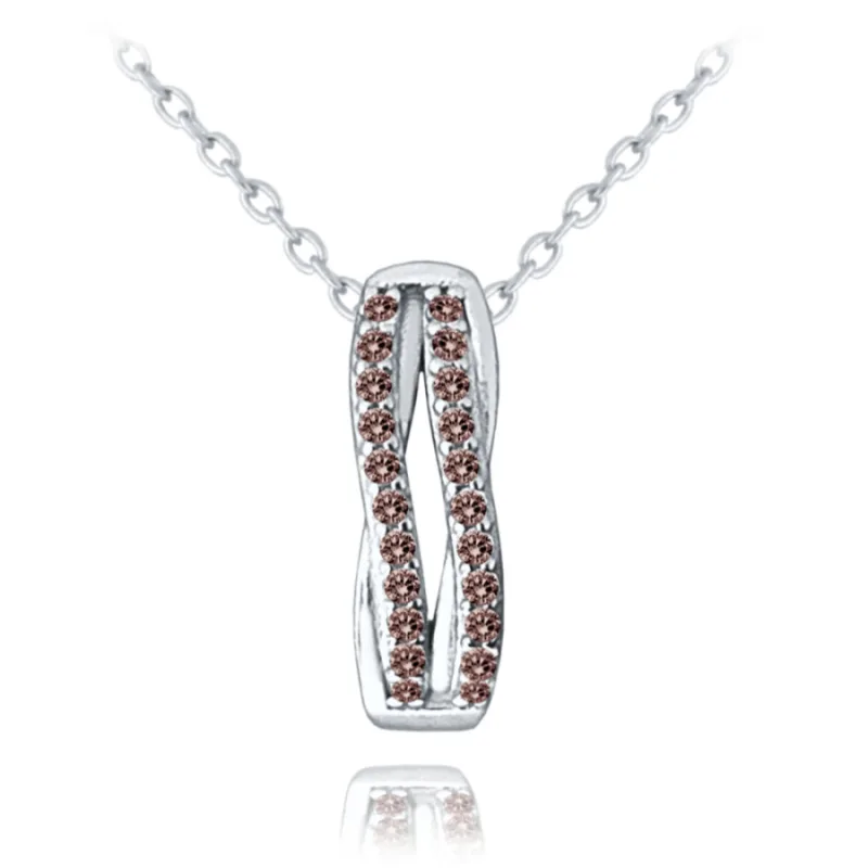 Elegantný strieborný náhrdelník s hnedými zirkónmi MINET JMAS0196HN45