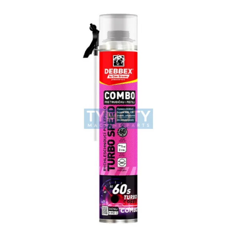 Debbex Rýchloschnúce PU lepidlo Turbo Speed COMBO - 750 ml žltá, pištoľová dóza