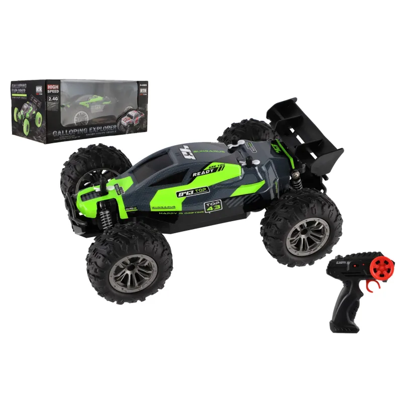 Teddies Auto RC Buggy rýchlostné 2,4GHz plast 25cm na batérie zelené v krabici 31x14x18cm