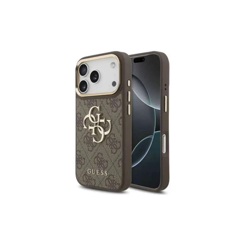 Guess PU Leather 4G Metal Logo Gold Frame kryt iPhone 18 Pro hnedý (57983131205)