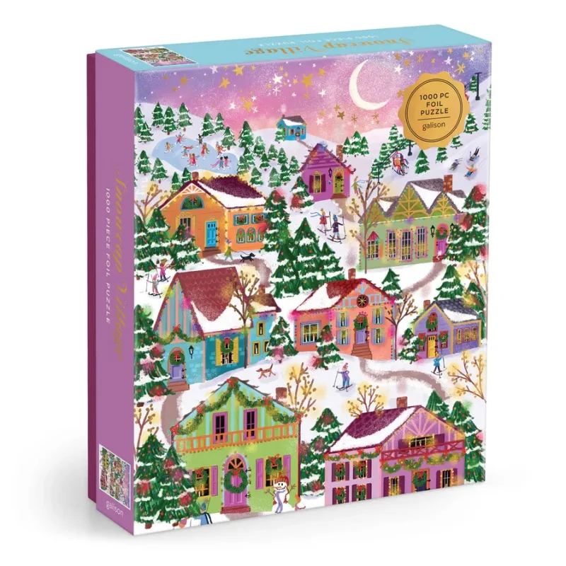 Galison Galison Fóliové puzzle Joy Laforme Zasnežená dedina 1000 dielikov