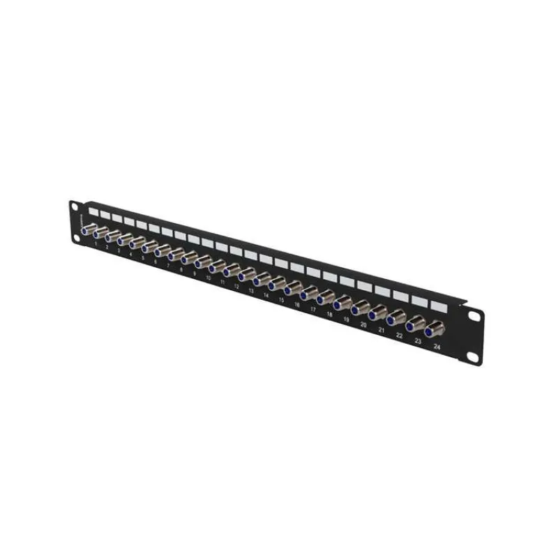PATCH PANEL 24 PORTOV 1U S KONEKTOROM TYPU F ČIERNY LANBERG (PPRF-R624-B)