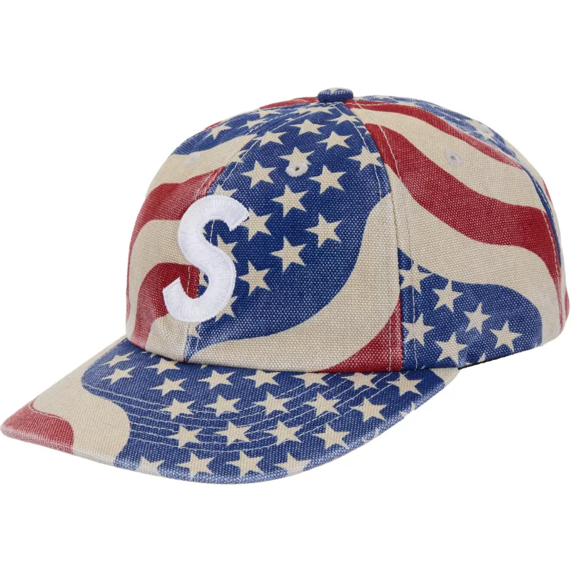 Supreme Pigment Coated S Logo 6-Panel Cap (SS26) American Flag Blue Red - OS