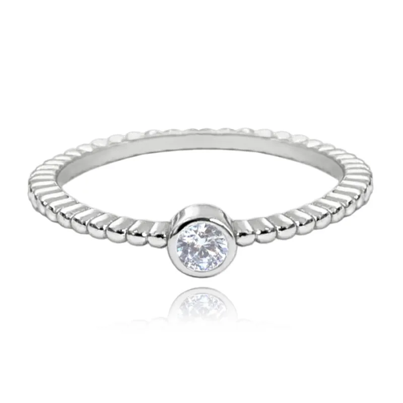 Guličkový strieborný prsteň so zirkónom MINET JMAS0121SR, 51