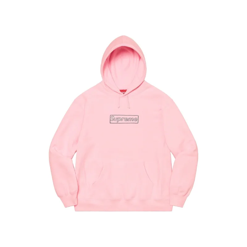 Supreme KAWS Chalk Logo Hoodie Light Pink - L