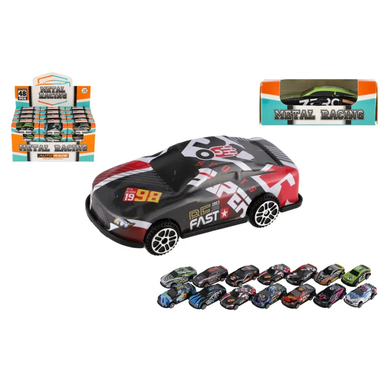 Teddies Auto závodné mini kov/plast 6cm na voľný chod mix farieb