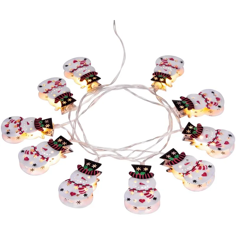 Reťaz MagicHome Vianoce, Snehuliaci, jednoduché svietenie, 10xLED teplá biela, 2xAA, IP20, L-1,35 m