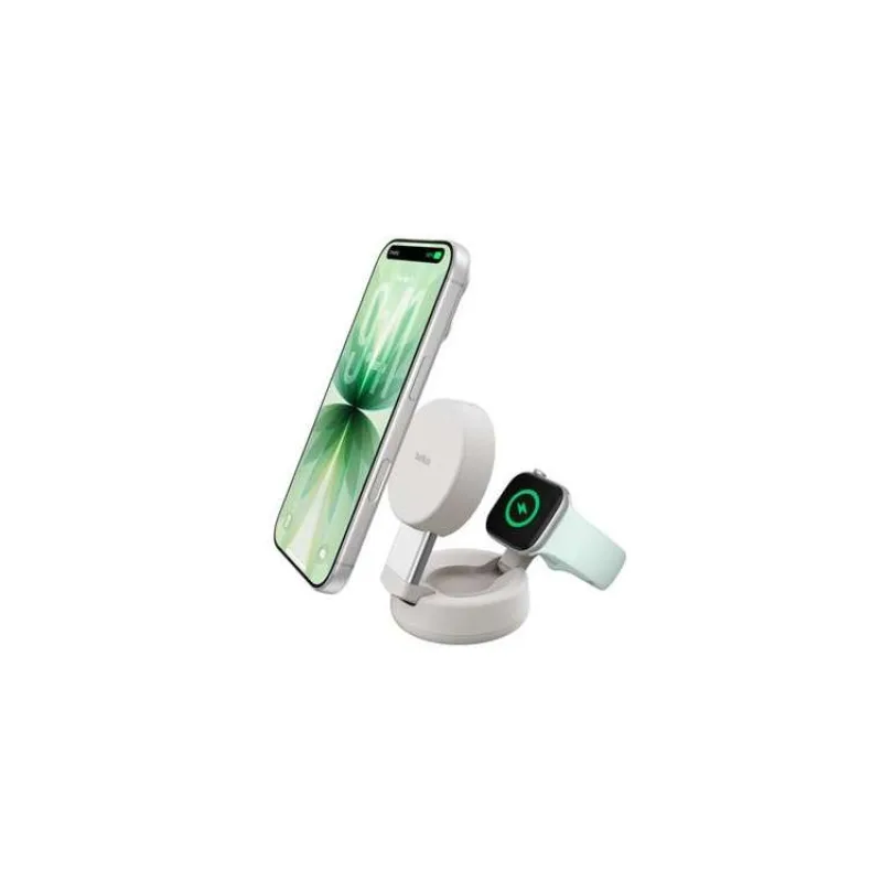 Belkin UltraCharge PRO Qi2 25W 2v1 Magnetická nabíječka pro iPhone/Apple Watch/Airpods, písečná (WIZ043kqSD)