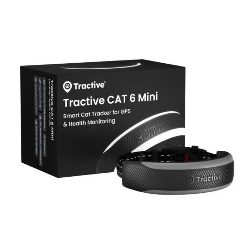 Tractive CAT 6 Mini – chytrý GPS lokátor pro kočky a monitor zdraví s integrovaným obojkem - černý (TRCAT7BK)