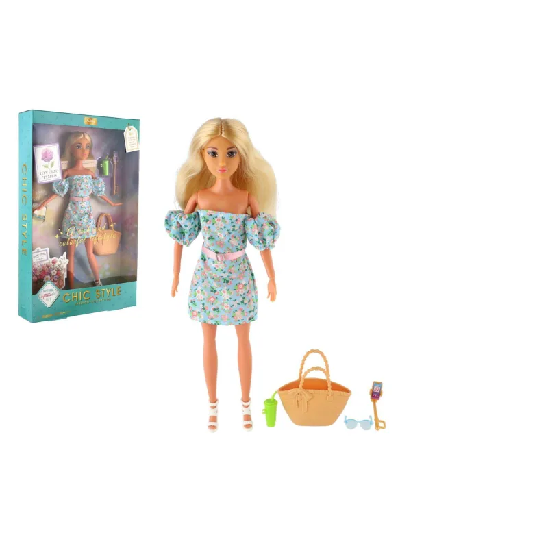 Teddies Bábika Anlily v kvetinových šatách kĺbová s doplnkami 30cm v krabici