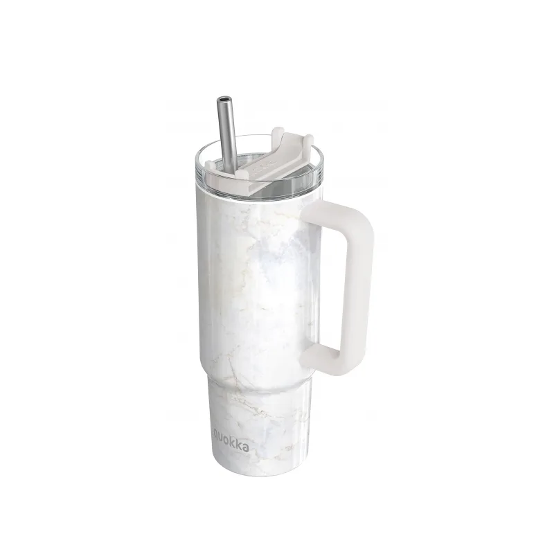 Quokka Nerezový termohrnček so slamkou Vibe Marble 880 ml
