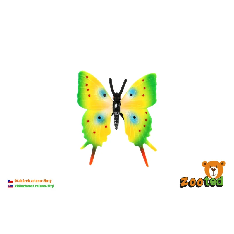 ZOOted Motýľ tropický Papilio/vidlochvost zeleno-žltý zooted plast 5,5cm