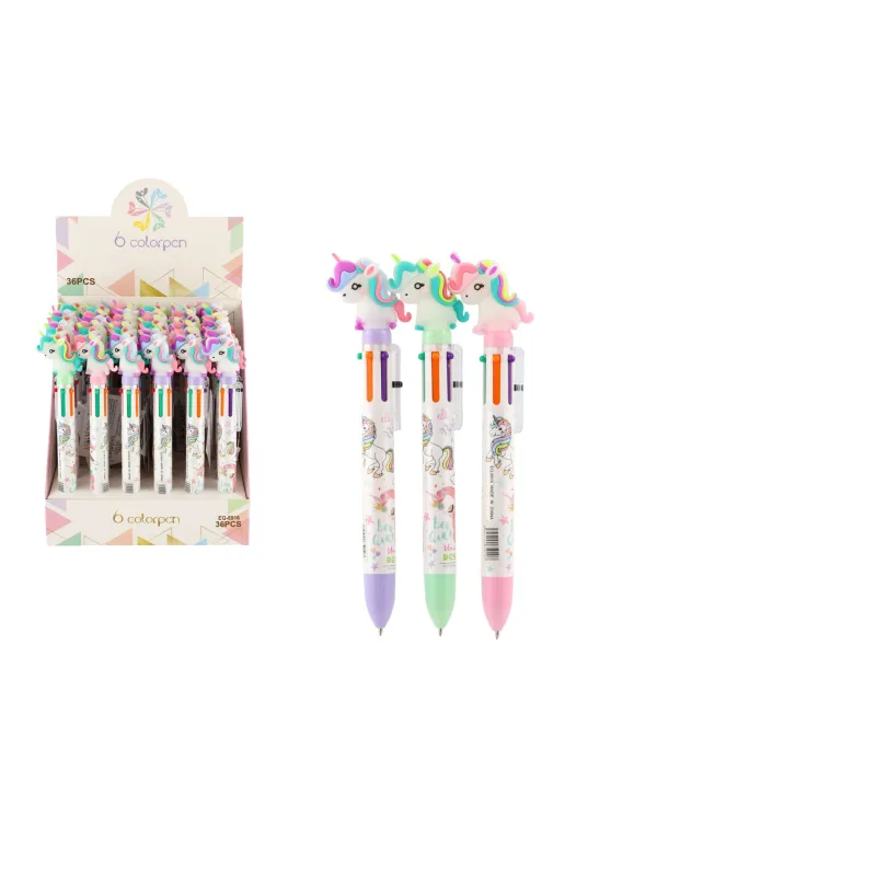 Teddies Ceruzka/pero jednorožec 6 farieb 17cm plast 3 farby
