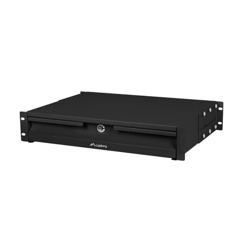19" 2U 360MM ČERNÁ SKŘÍŇOVÁ ZÁSUVKA LANBERG (2U/483X360MM NOSNOST DO 90KG, 4BODOVÁ MONTÁŽ) AK-2001-B