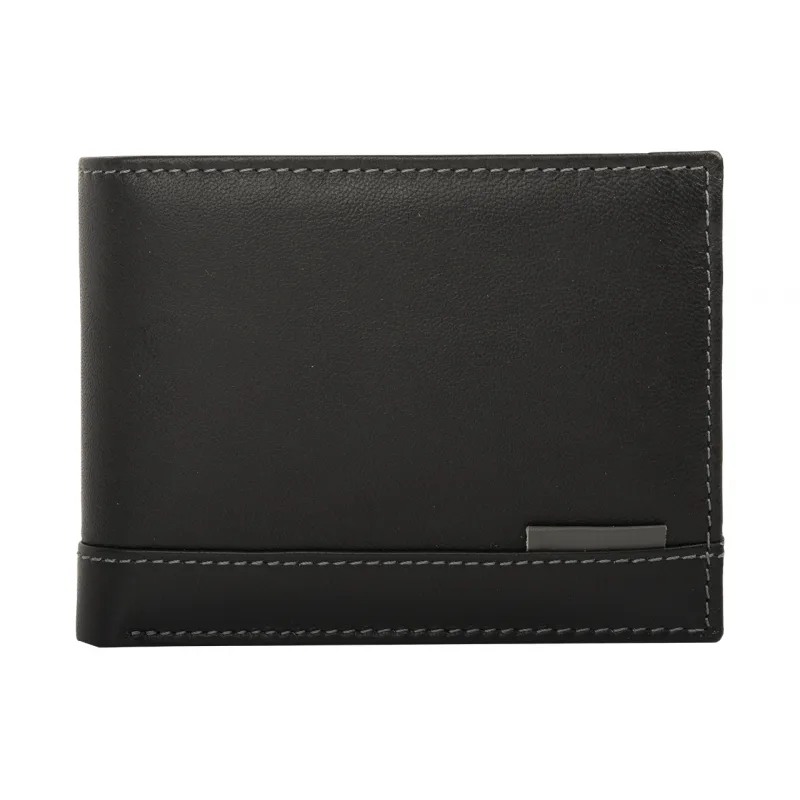 Pánska Kožená Portrétová Peňaženka IMPEX - čierno šedá koža nappa, 12x9,5 cm Veľkosť: UNI