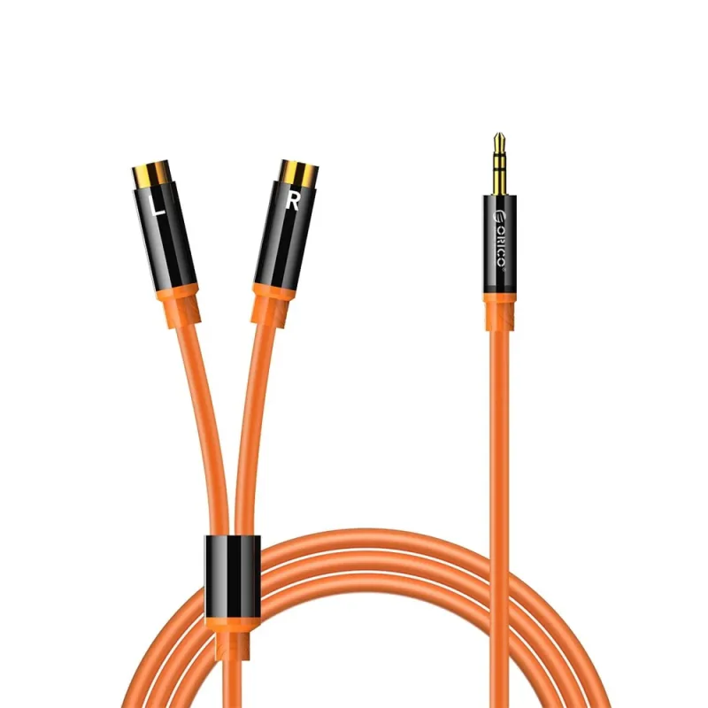Orico AXRF audio kábel mini jack 3,5 mm na 2x RCA samica 3 m - oranžový