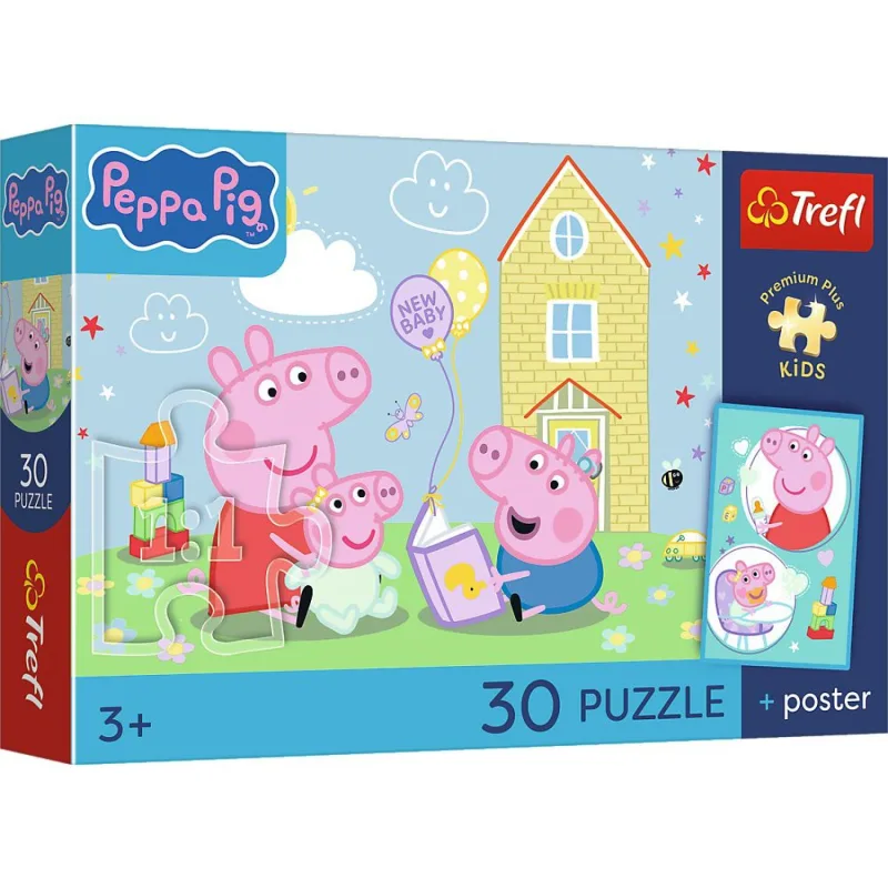 Trefl Puzzle Premium Plus Kids - Peppa Pig 27x20cm + plagát 30 dielikov v krabičke 21x14x4cm