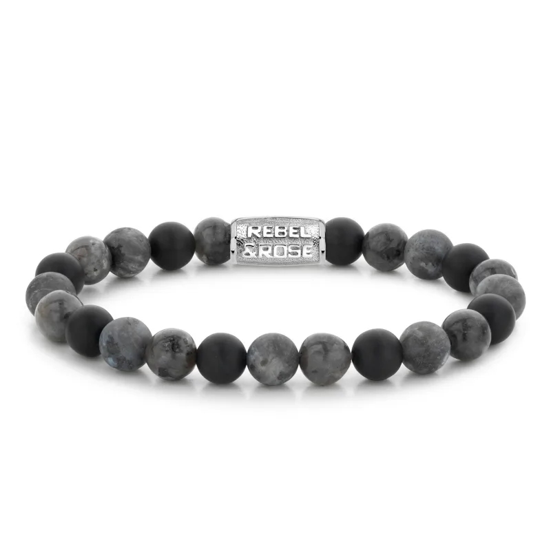 Pánsky náramok Rebel & Rose Grey Rocks, 8 mm