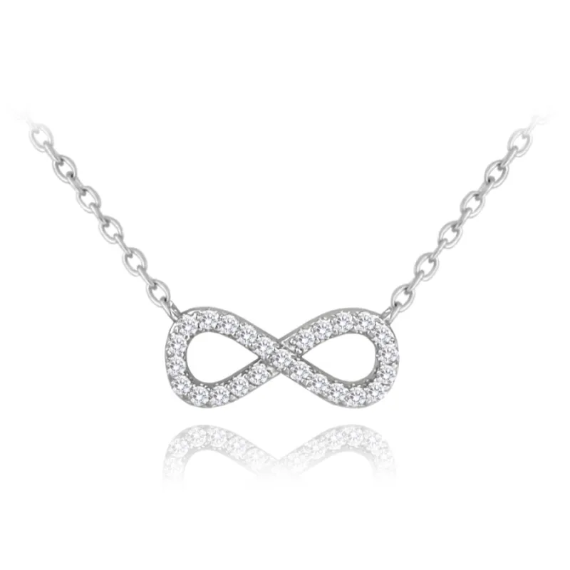 Strieborný náhrdelník INFINITY s bielymi zirkónmi MINET JMAS0187SN45