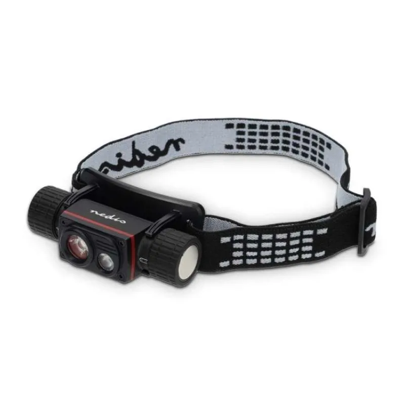 NEDIS LED čelovka/ 1000 lm/ napájení z baterie/ napájení z USB/ 3.7 V DC/ včetně baterií/ dobíjecí/ černá (LHLR10WBK)