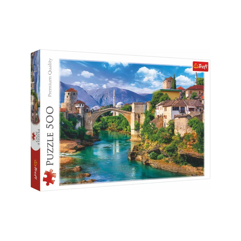Trefl Puzzle Starý most v Mostare, Bosna a Hercegovina 500 dielikov 48x34cm v krabici 40x26,5x4,5cm