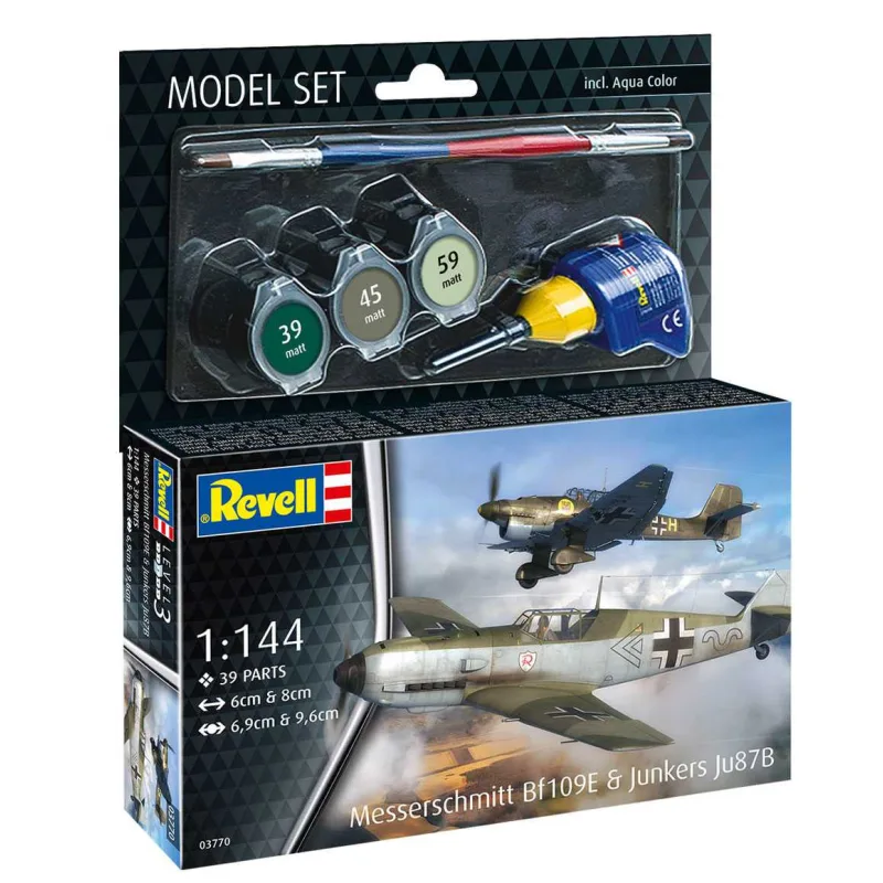 Revell ModelSet lietadlo 63770 - Messerschmitt Bf109E & Ju87B Stuka (1:144)