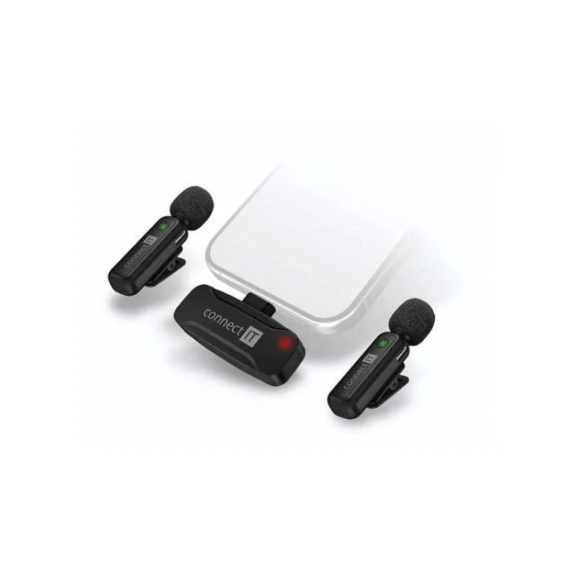 CONNECT IT Wireless Lavalier mikrofon USB-C konektor (2 ks + receiver) set ČERNÝ (CMI-1011-BK)