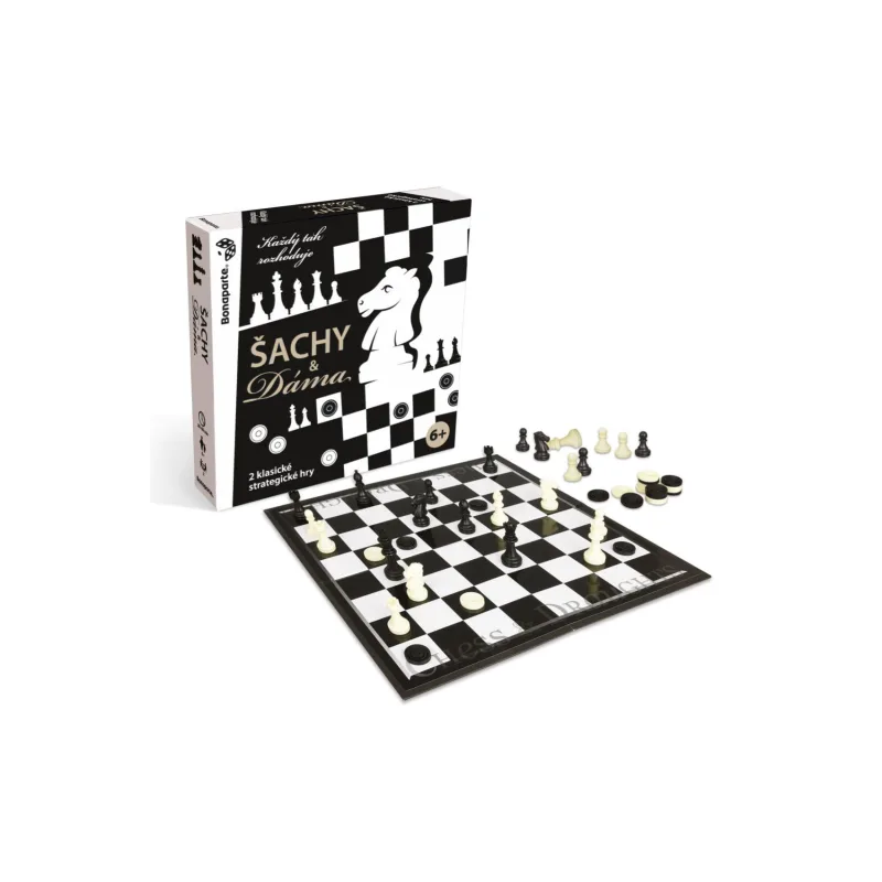 Bonaparte Šachy & Dáma 2v1 spoločenská strategická hra v krabici 26,5x26,5x5cm