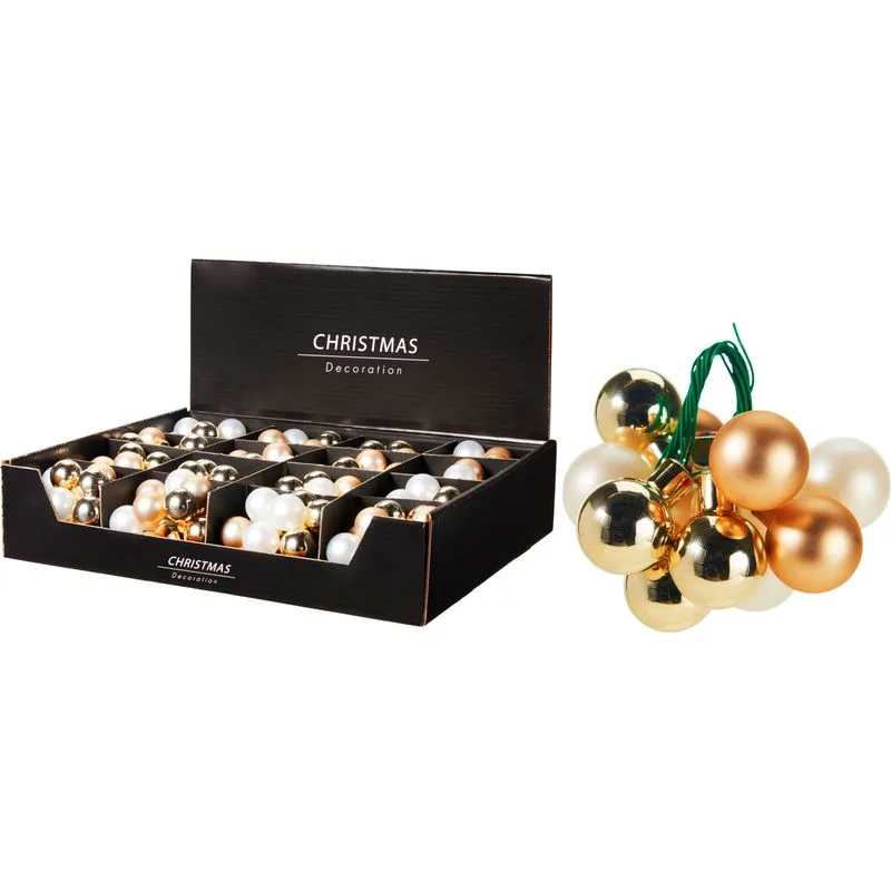 Dekorácia, Vianočné gule, champagne, 2,5 cm, sellbox 16ks