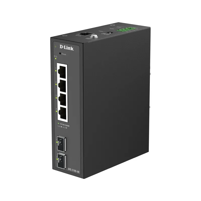 D-Link DIS-210G-06 6-Port Gigabit Industrial Smart Managed Switch with 2 x SFP Ports DIS-210G-06