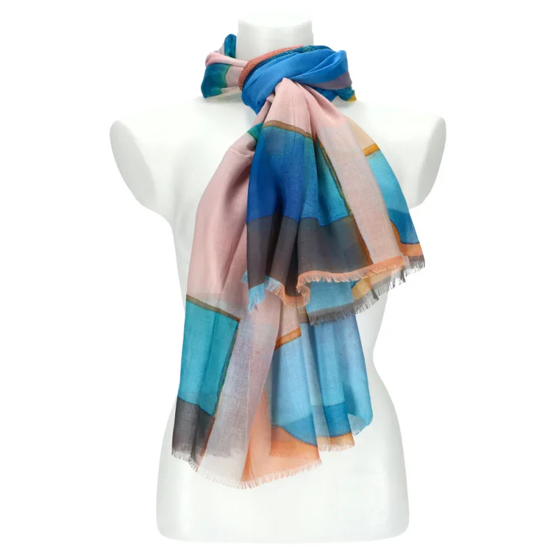 Cashmere Letná dámska farebná šatka 180x90 cm modrá