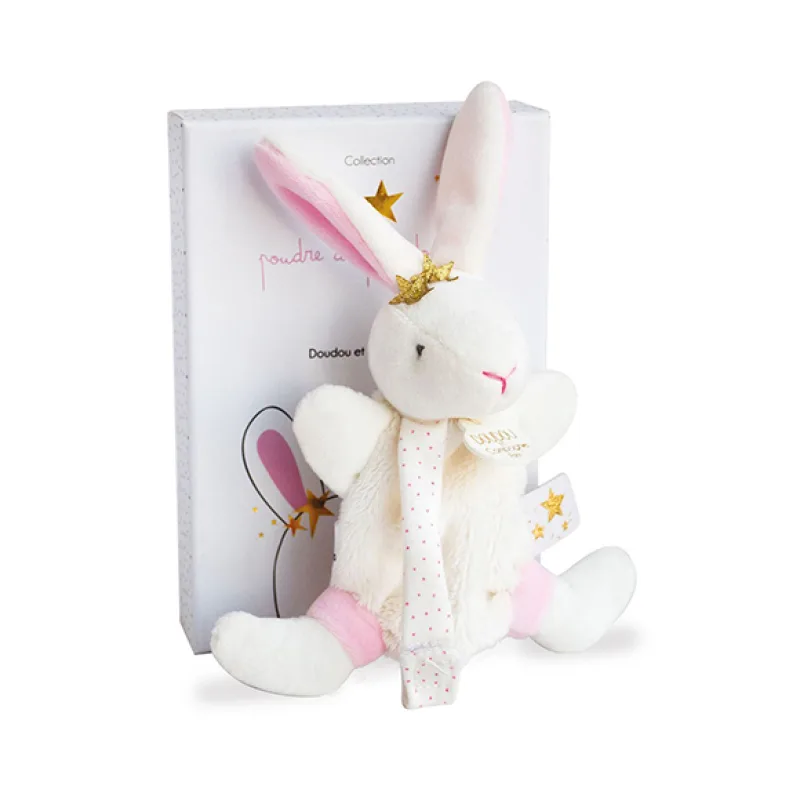 Doudou et Compagnie Paris Doudou Darčeková sada - Hračka s úchytom na cumlík králiček 15 cm