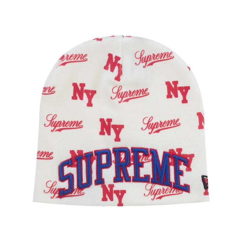 Supreme New Era Monogram Beanie White - OS