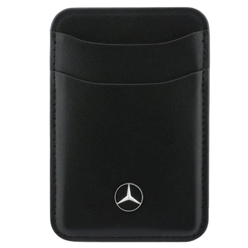 Mercedes PU kožený MagSafe držiak kariet peňaženkové puzdro Black