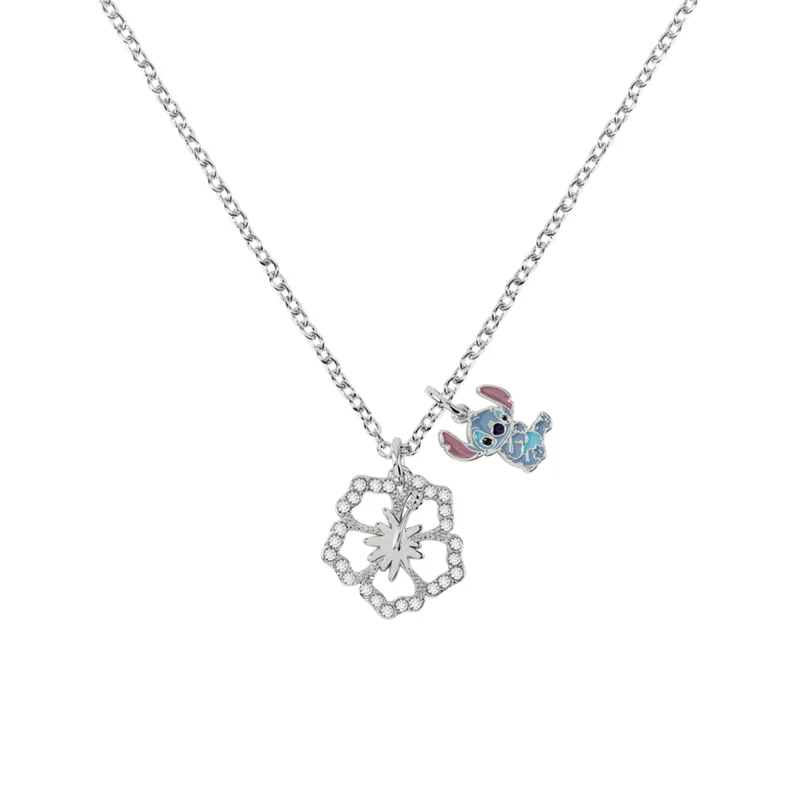 Detský náhrdelník Disney s príveskom Stitch a ibištek NF00712RL-16.PH