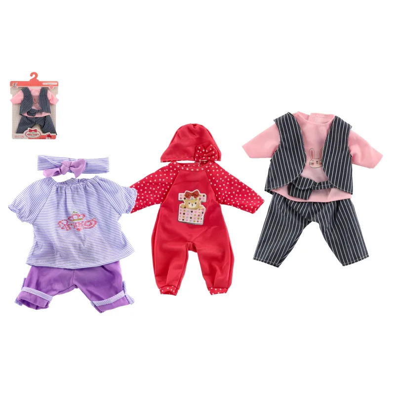 Teddies Oblečky/Šaty pre bábiky/bábätká veľkosti cca 40cm mix druhov 1ks v sáčku 25x32cm