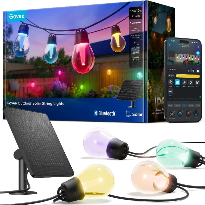 Govee RGBICW Smart solární zahradní retěz 8 žárovek H3001311