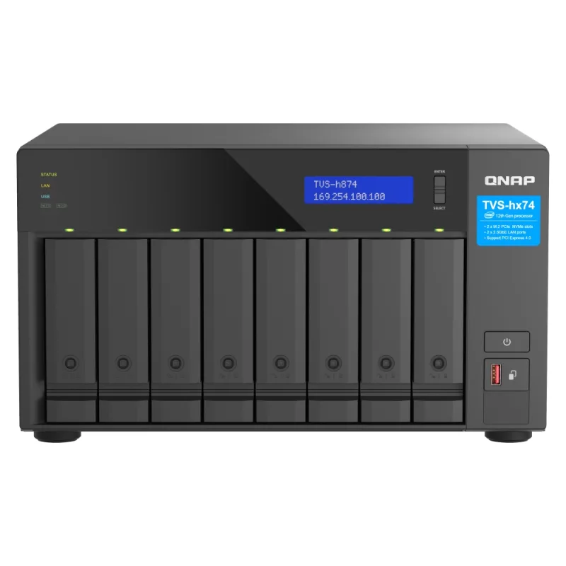 QNAP TVS-h874X-i9-64G (16core (i9), ZFS, 64GB RAM, 8x SATA, 2x M.2 NVMe, 2x PCIe, 2x2,5GbE, 2x10GbE) TVS-h874X-i9-64G