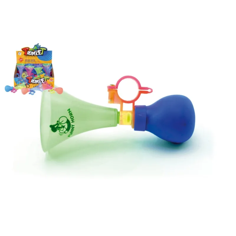 Teddies Klaksón trumpeta na bicykel plast 14cm 3 farby 12ks v boxe