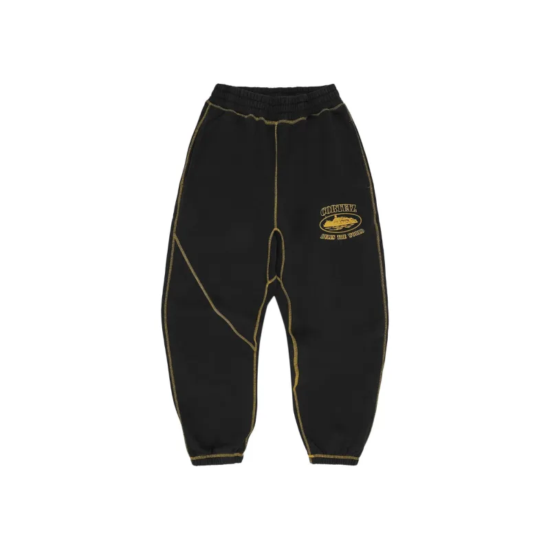 Corteiz Alcatraz Contrast Sweatpant Black Yellow - M