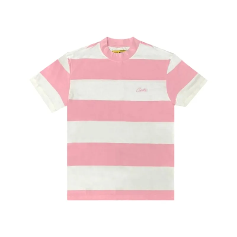 Corteiz Allstarz Striped Tee White Pink - XL