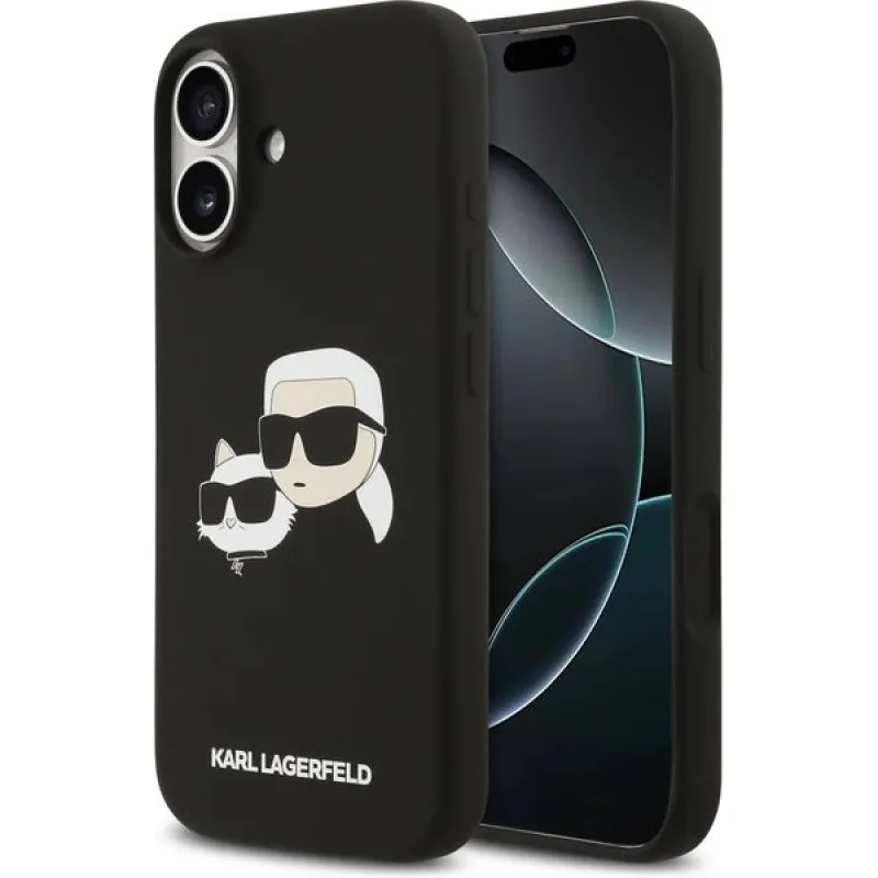 Karl Lagerfeld Liquid Silicone Double Heads MagSafe kryt iPhone 17 čierny