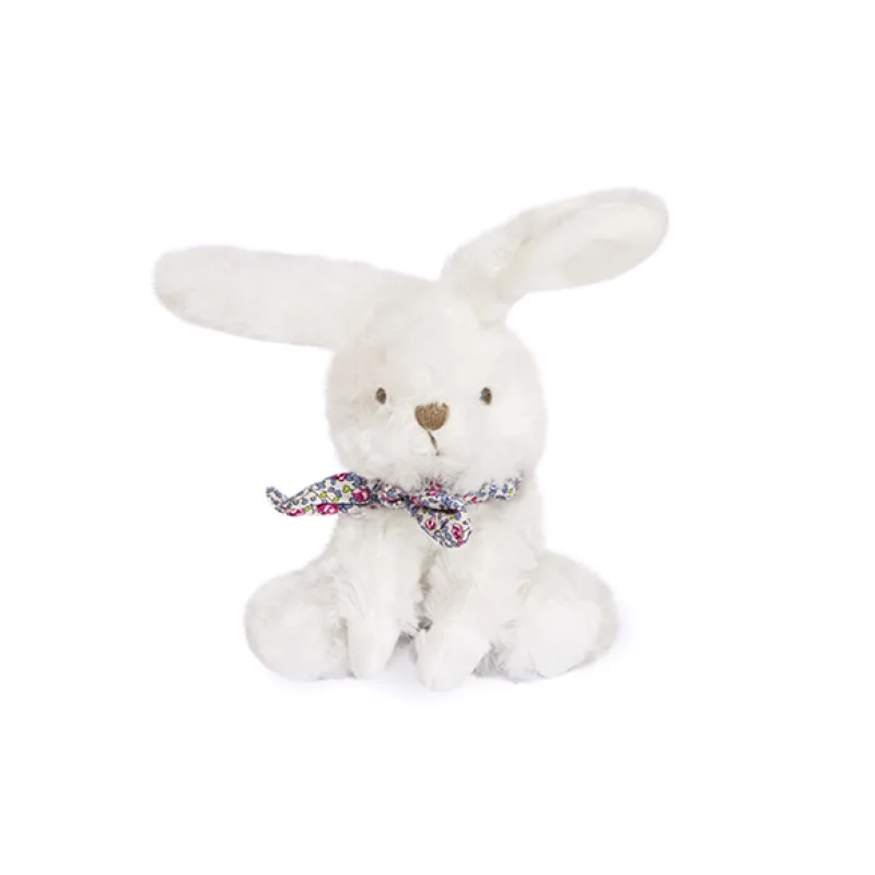 Doudou et Compagnie Paris Doudou Plyšový zajačik so šatkou 12 cm fialová s kvietkami