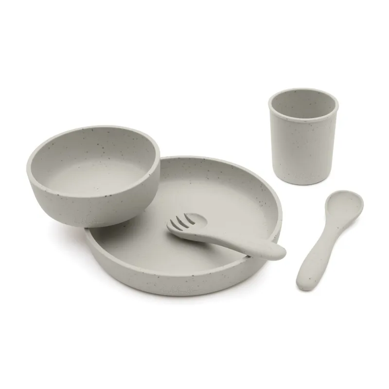 KikkaBoo Jedálenská sada 5-dielna Platinum Silicone Sand