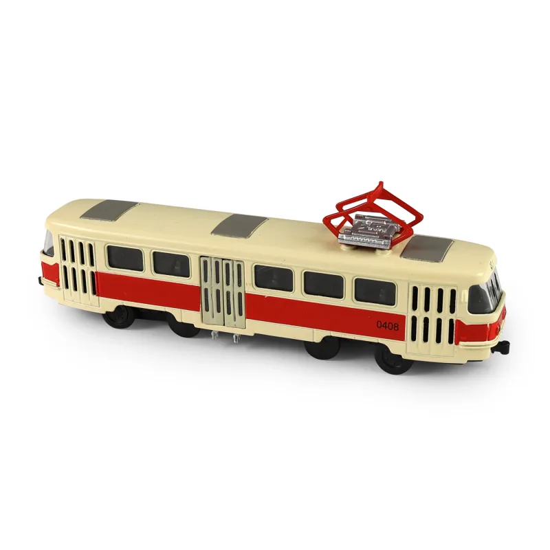 Rappa Kovová česká retro električka červená 16 cm so svetlom a zvukom