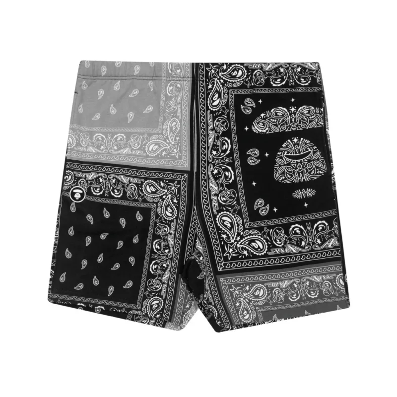 AAPE Bape Bandana Jersey Shorts Black White - XL