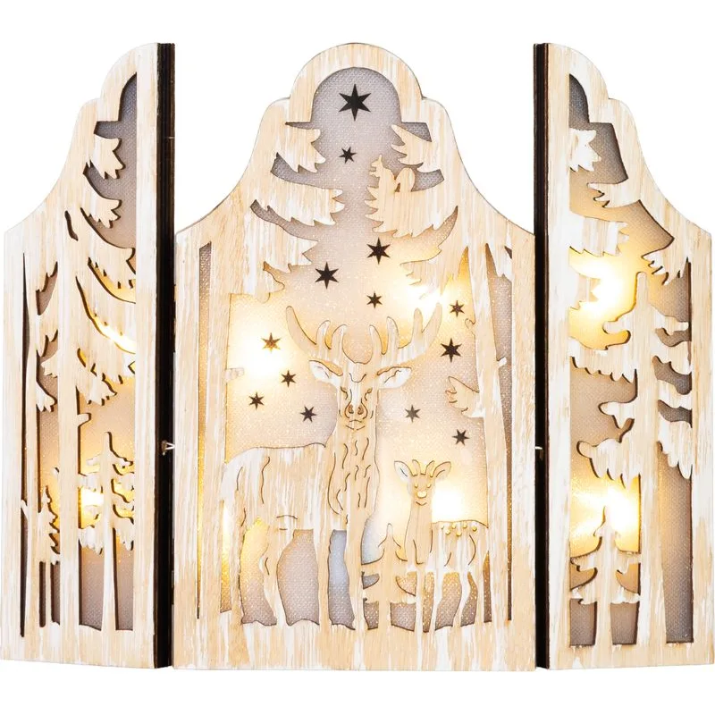 Dekorácia MagicHome Vianoce, Jelene, 8xLED teplá biela, 2xAAA, IP20, 9x8x38 cm